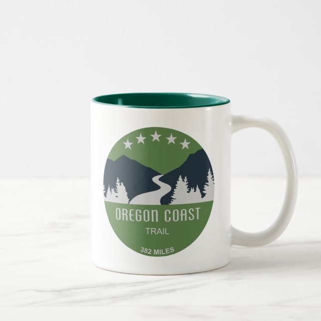 Caneca De Café Em Dois Tons Trilha Costeira de Oregon (Direita)