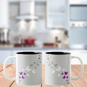 Caneca De Café Em Dois Tons Trilha da Borboleta do Orgulho Assexual