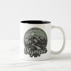 Caneca De Café Em Dois Tons Trilha de Montanha do Parque Nacional da olimpiada