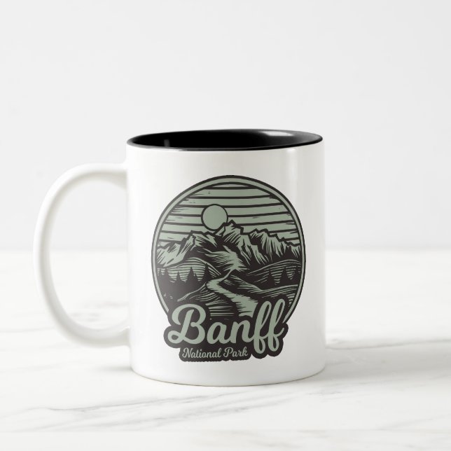 Caneca De Café Em Dois Tons Trilha de Montanha do Parque Nacional do Banff (Esquerda)