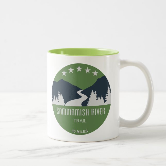 Caneca De Café Em Dois Tons Trilha do Rio Sammamish Washington (Direita)