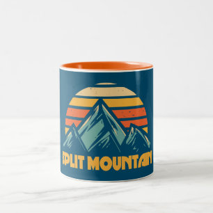 Caneca De Café Em Dois Tons Trilha Montanha da Califórnia Retro Turquoise