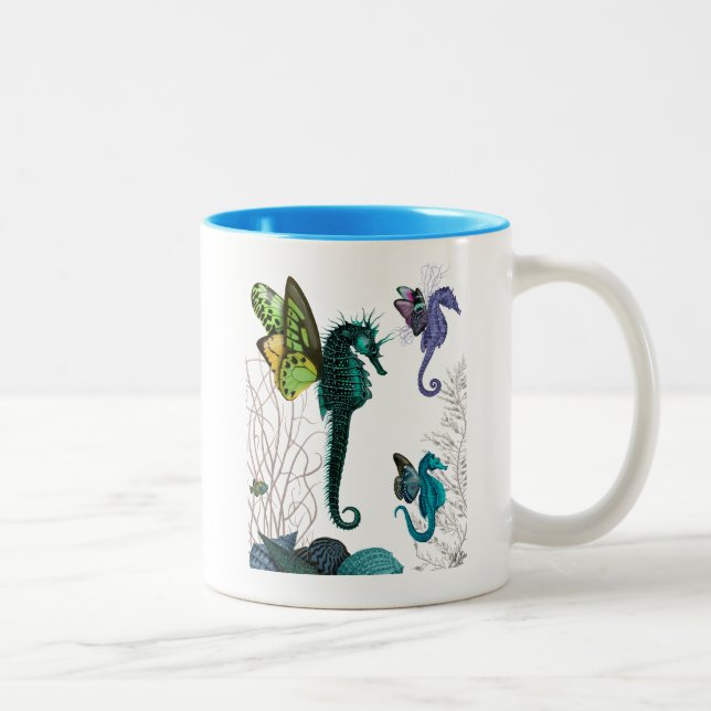 Caneca De Café Em Dois Tons Trio De Cavalo Com Asas (Direita)