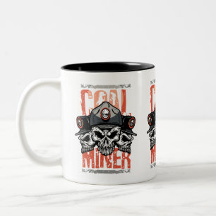 CANECA DE CAFÉ EM DOIS TONS TRIO DE CRÂNIO DE MINERADOR DE CARVÃO