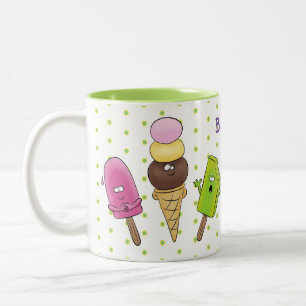 Caneca De Café Em Dois Tons Trio de desenho animado de picolé de sorvete engra