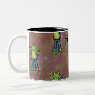 Caneca De Café Em Dois Tons Trippy Hippie Psychedelic Sapo Peace Retro Persona