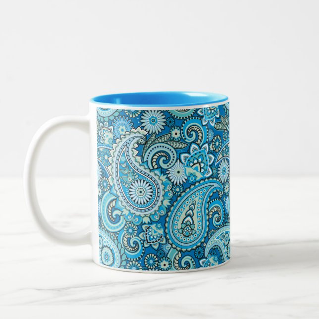 Caneca De Café Em Dois Tons Trippy Hippy Retro Paisley (Esquerda)
