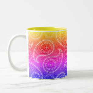 Caneca De Café Em Dois Tons Trippy Hippy Retro Paisley Coffee Mug De Dois Tons