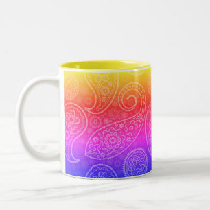 Caneca De Café Em Dois Tons Trippy Hippy Retro Paisley Coffee Mug De Dois Tons
