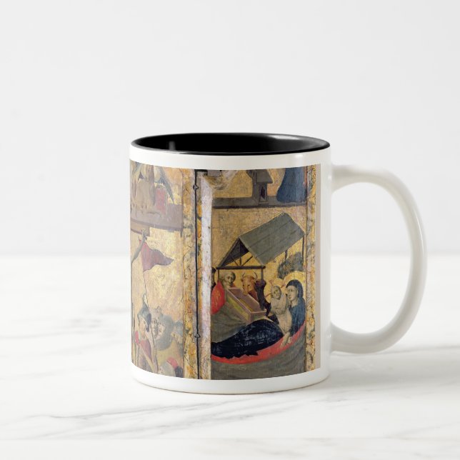 Caneca De Café Em Dois Tons Triptych com cenas da vida do (Direita)