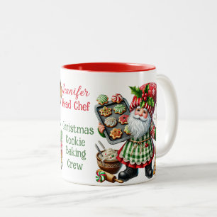 Caneca De Café Em Dois Tons Tripulação Natal Cookie Baking - Chefs Gnome
