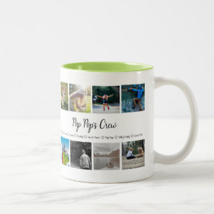 Caneca De Café Em Dois Tons Tripulação Personalizada do Vovô 8 Foto com Grade