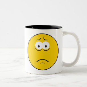 Caneca De Café Em Dois Tons Triste Face De Roda