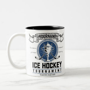 Caneca De Café Em Dois Tons Troféu Personalizado de Hóquei no Gelo Jogador Equ