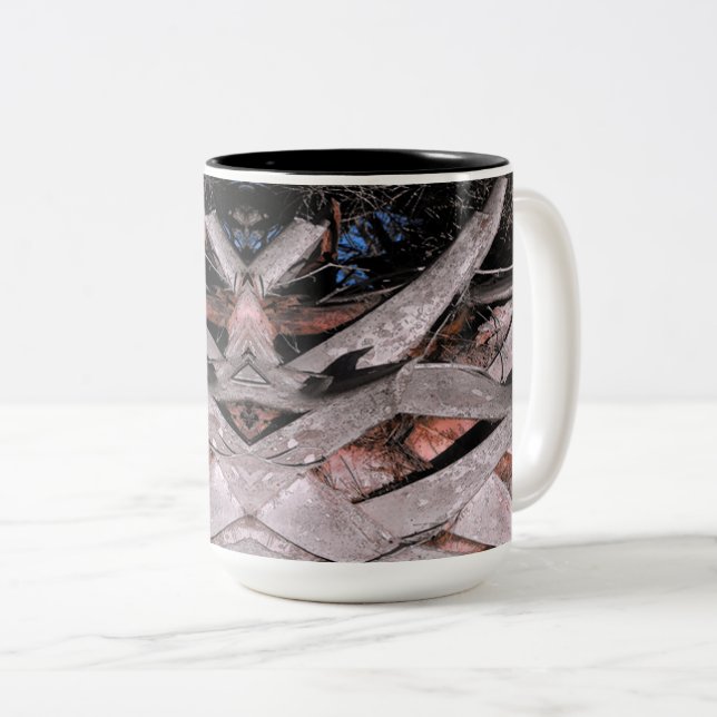 Caneca De Café Em Dois Tons Tronco de Árvore Palm (Frente Esquerda)