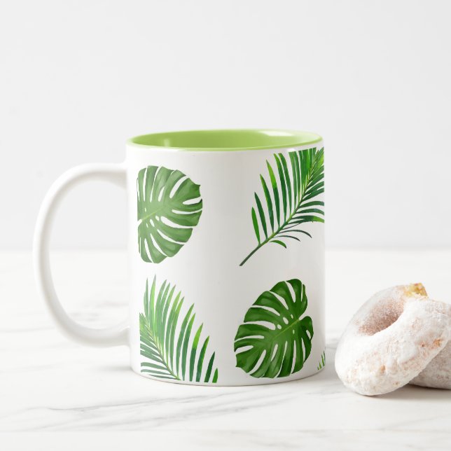 Caneca De Café Em Dois Tons Tropical (Com Donut)