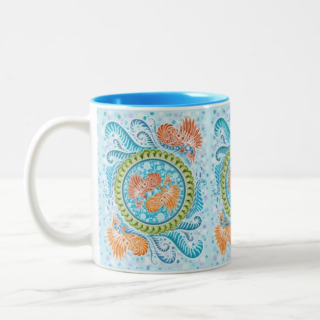 Caneca De Café Em Dois Tons Tropical Koi Mandala (Esquerda)