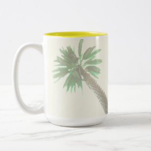 Caneca De Café Em Dois Tons Tropical Verde-Palmeira Estilizada Pastel