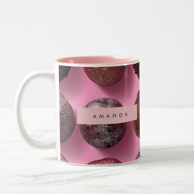 Caneca De Café Em Dois Tons Trufa de Chocolate Elegante Personalizada (Esquerda)