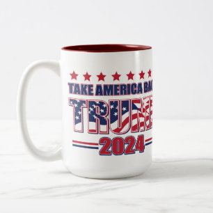 Caneca De Café Em Dois Tons Trump 2024 - Retomar a América