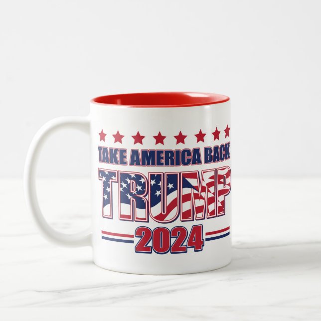 Caneca De Café Em Dois Tons TRUMP-2024 Retome a América (Esquerda)