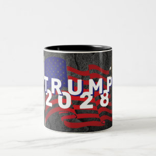 Caneca De Café Em Dois Tons Trump 2028 Flag e Bald Eagle