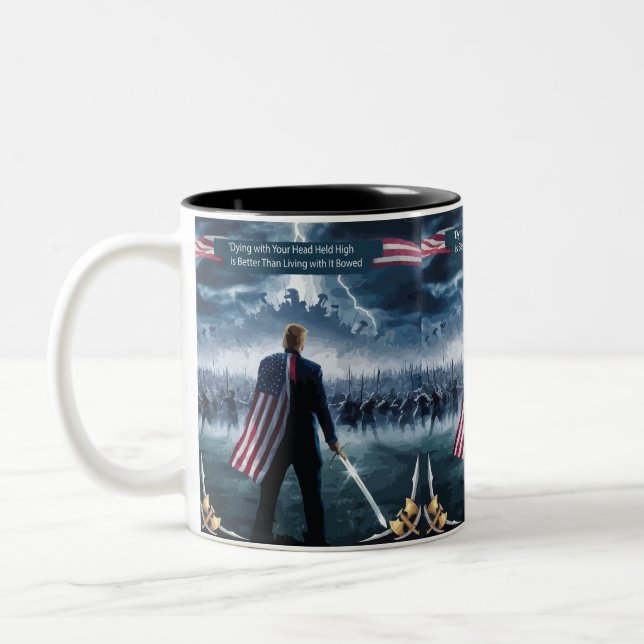 Caneca De Café Em Dois Tons Trump com a bandeira americana em seus ombros (Esquerda)