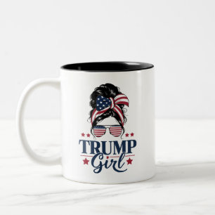Caneca De Café Em Dois Tons Trump Girl Messy Bun Trump 2024 Eleição Americana