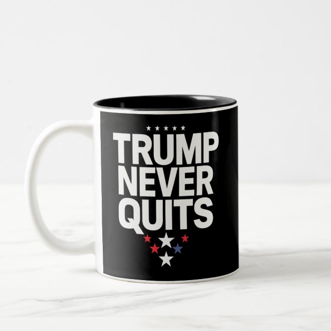 Caneca De Café Em Dois Tons Trump Nunca Sai Da Votação Patriótica Trump 2024 (Esquerda)