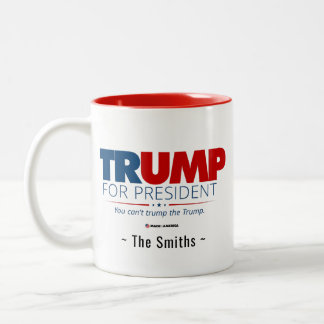 Caneca De Café Em Dois Tons Trump para Presidente Adicione o Nome da Sua Famíl