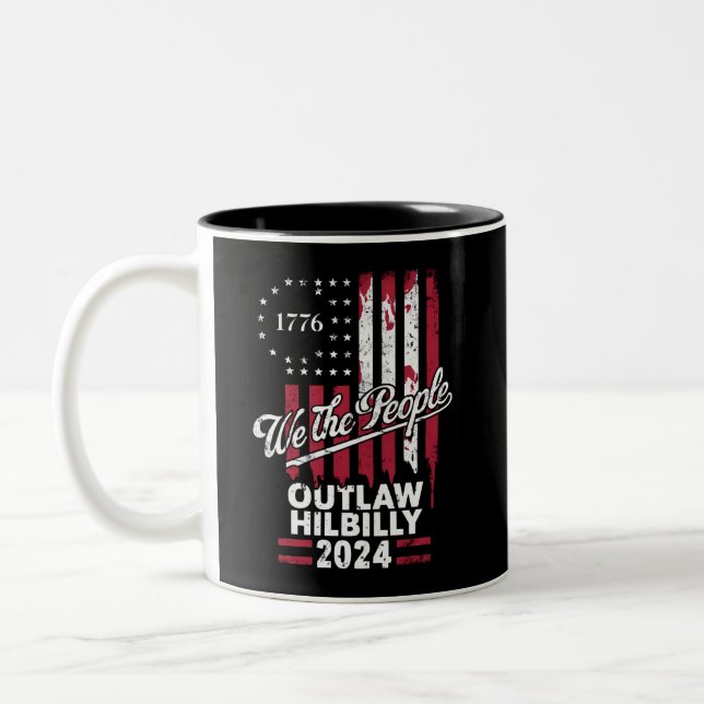 Caneca De Café Em Dois Tons Trump Vance 2024 Donald Trump Outlaw Hillbilly (Esquerda)