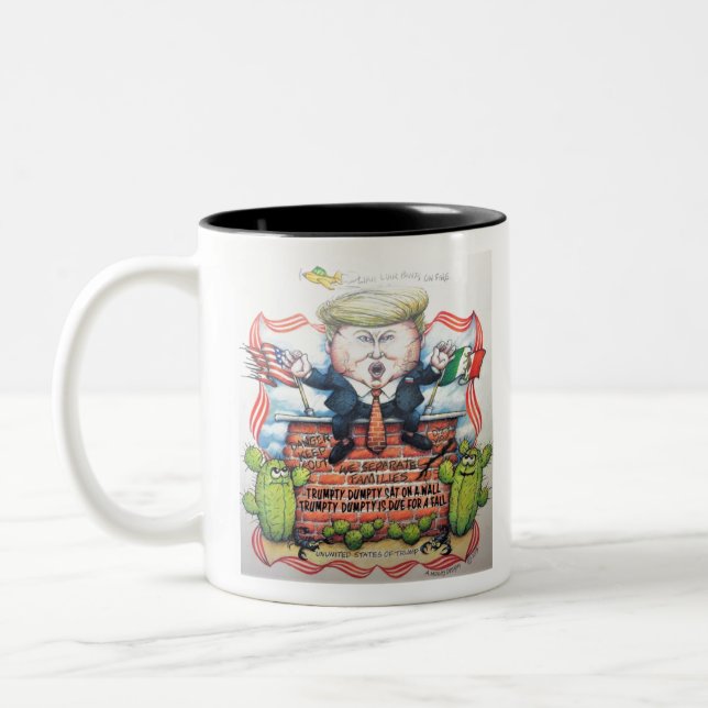CANECA DE CAFÉ EM DOIS TONS TRUMPTY DUMPTY SAT EM UMA PAREDE (Esquerda)