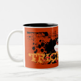 Caneca De Café Em Dois Tons Truque de Gato Negro ou Tratar