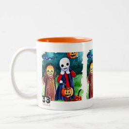 Caneca De Café Em Dois Tons Truque ou Tratadores de Halloween