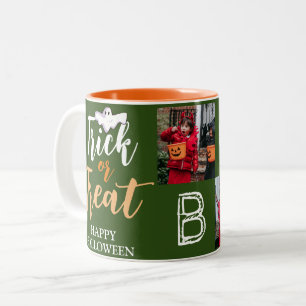 Caneca De Café Em Dois Tons Truque ou Tratar   Foto da Família Spooky Hallowee