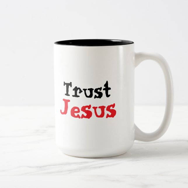 Caneca De Café Em Dois Tons Trust Jesus Christian Quote (Direita)