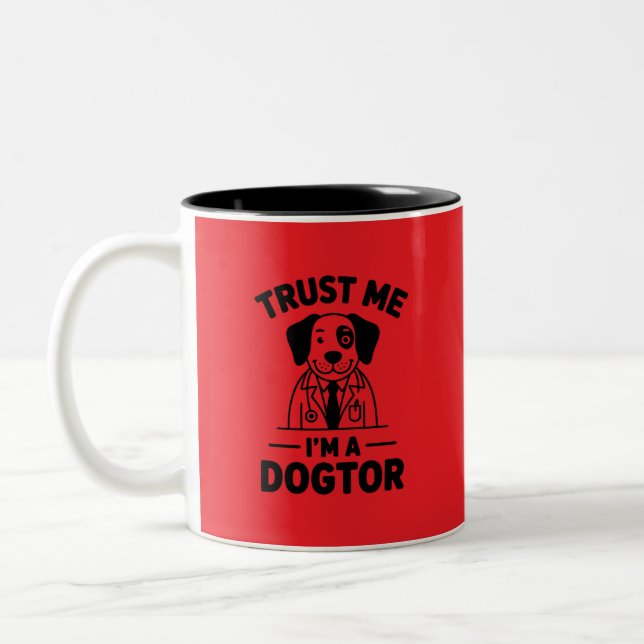 Caneca De Café Em Dois Tons Trust Me I’m a Dogtor (Esquerda)