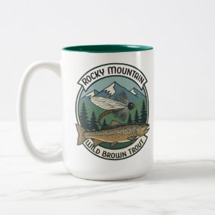 Caneca De Café Em Dois Tons Truta Marrom Selvagem da Montanha Rochosa Fly Fish