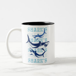 CANECA DE CAFÉ EM DOIS TONS TUBARÃO, TUBARÕES, TUBARÕES, ESTILO