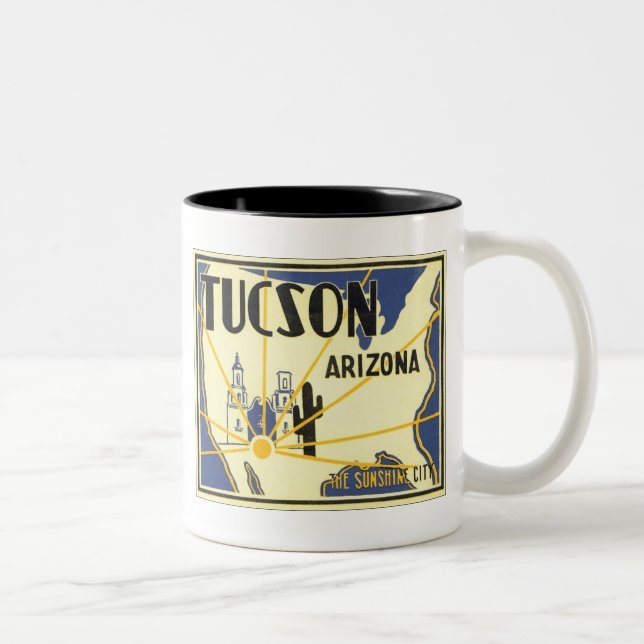 Caneca De Café Em Dois Tons Tucson, Arizona Da Cidade Do Sol (Direita)