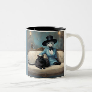Caneca De Café Em Dois Tons Tudo com estilo gato preto gato branco