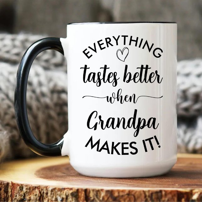 Caneca De Café Em Dois Tons Tudo Sabe Melhor Quando O Vovô Faz (Everything Tastes Better When Grandpa Makes It Two-Tone Coffee Mug)