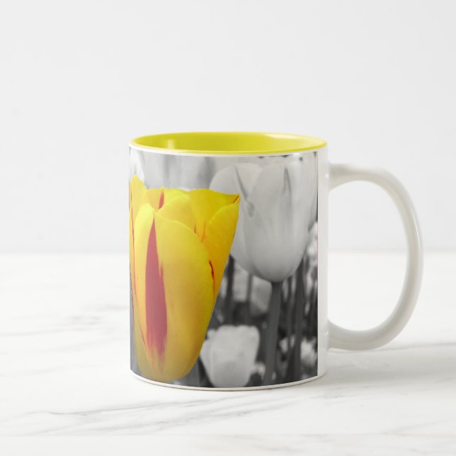 Caneca De Café Em Dois Tons Tulipa amarela (Direita)