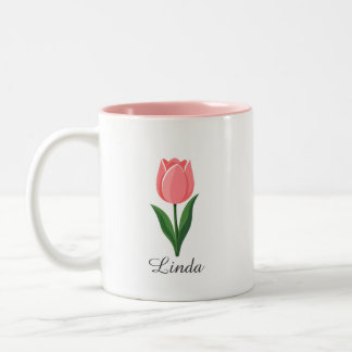 Caneca De Café Em Dois Tons Tulipa Rosa Moderna Flor
