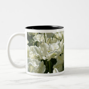 Caneca De Café Em Dois Tons Tulipas brancas
