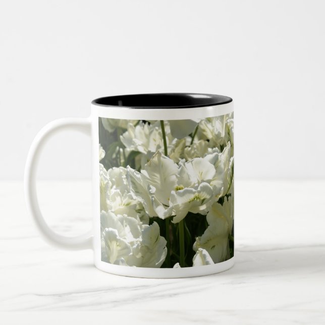 Caneca De Café Em Dois Tons Tulipas brancas (Esquerda)