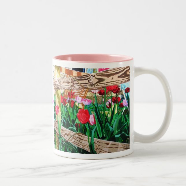 Caneca De Café Em Dois Tons Tulipas para você (Direita)