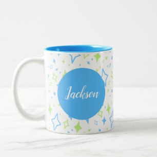 Caneca De Café Em Dois Tons Tumba azul personalizada com estrelas