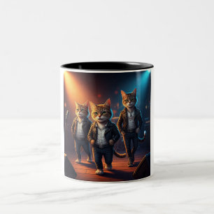 Caneca De Café Em Dois Tons Tumba de café com Banda de gato