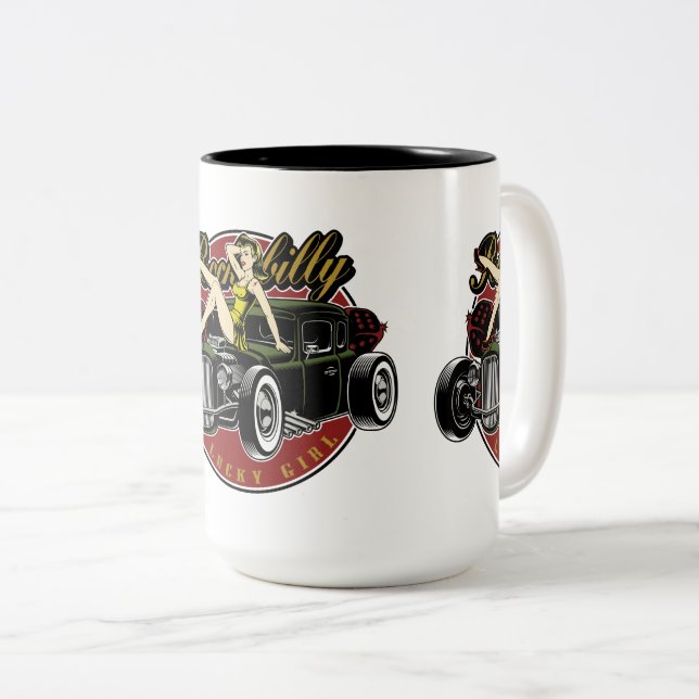 Caneca De Café Em Dois Tons Tumba de café com pinça Rockabilly (Frente Esquerda)